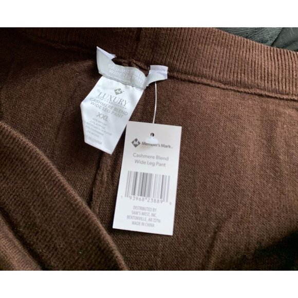New Cashmere Blend Wide Leg Womens Size XXL Brown Sweater Pants Tie Waist Lounge - Picture 4 of 4